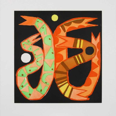 Meghan Brady, Two Headed Trio, 2022 Four plate aquatint etching on white Rives BFK paper