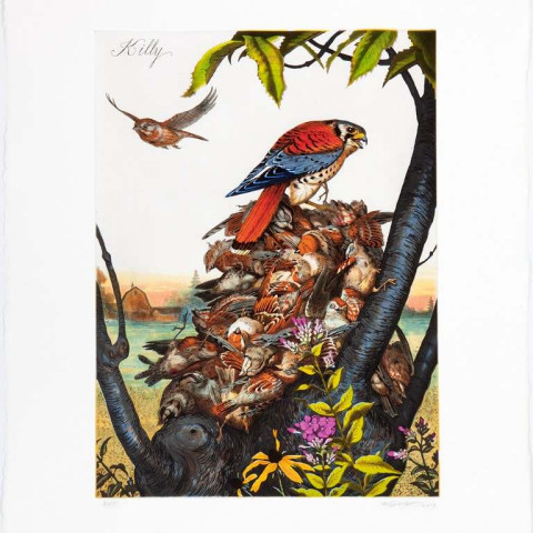 Walton Ford, Killy, 2019 Six plate aquatint etching with dry point, hard ground and spit bite on white Rives BFK paper