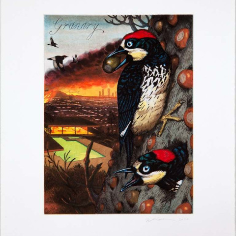 Walton Ford, Granary, 2020 Six plate aquatint etching with dry point, hard ground and spit bite on white Rives BFK paper