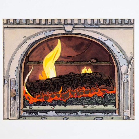 Josephine Halvorson, Fire, 2019 Five plate aquatint etching with dry point, soft ground, spit bite and sugar lift on white Somerset Satin paper