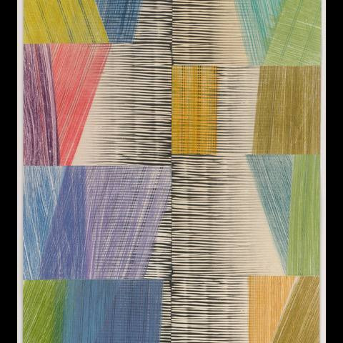 Steven Ford - Untitled (Z0207C) unique linocut with chine colle, 44 x 30"