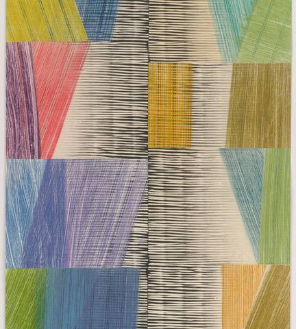 Steven Ford - Untitled (Z0207C) unique linocut with chine colle, 44 x 30"