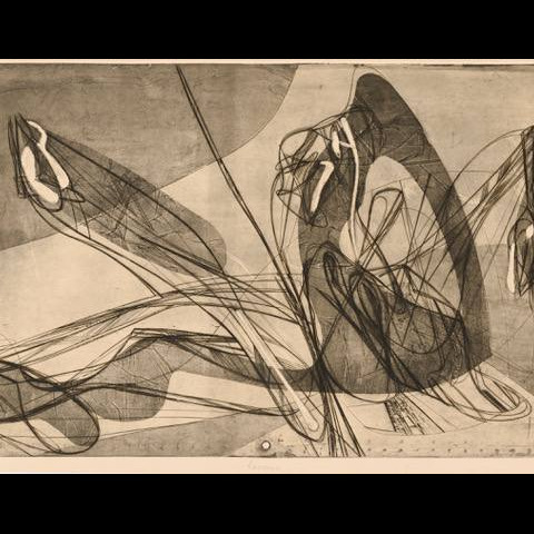 Stanley William Hayter - Laocoon 1943, engraving, soft-ground etching, gauffrage, ed 50 12 1/4 x 21 3/4"