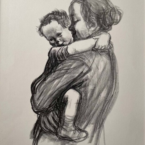 Mutter mit Jungen, Mother and Child by Kãthe Kollwitz - Lithograph on white wove (Velin) paper, 1933