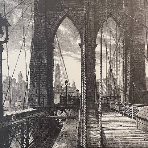Stow Wengenroth, “Brooklyn Bridge,” lithograph, 1950 Stow Wengenroth, “Brooklyn Bridge,” lithograph, 1950