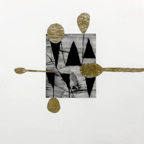 Dominique Labauvie, Golden Spoon, 2025, 25 3/4 X 20 in., Photogravure, drypoint, woodblock chine collé to somerset Variable edition of 4.