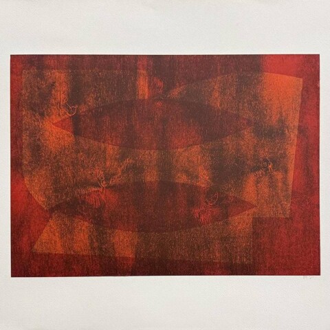 19 X 25 in., Woodcut chine collé on Somerset, Unique Monoprint