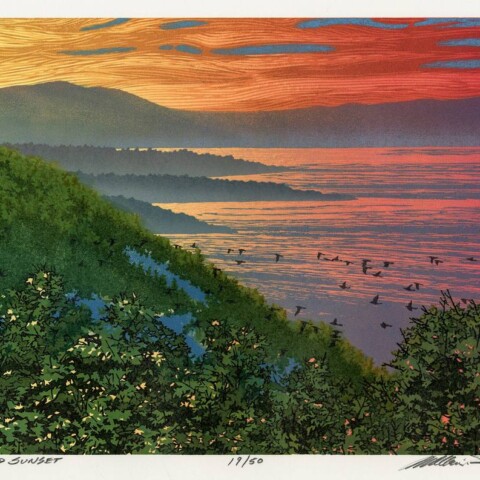 Winged Sunset - Color linocut by William Hays Winged Sunset - Color linocut by William Hays