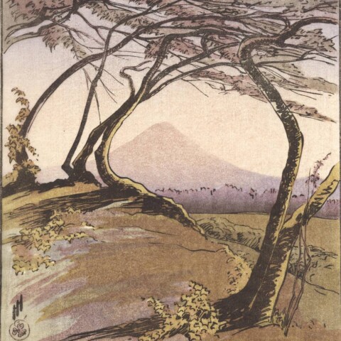 Helen Hyde, Mount Orizaba, color woodcut, 1912